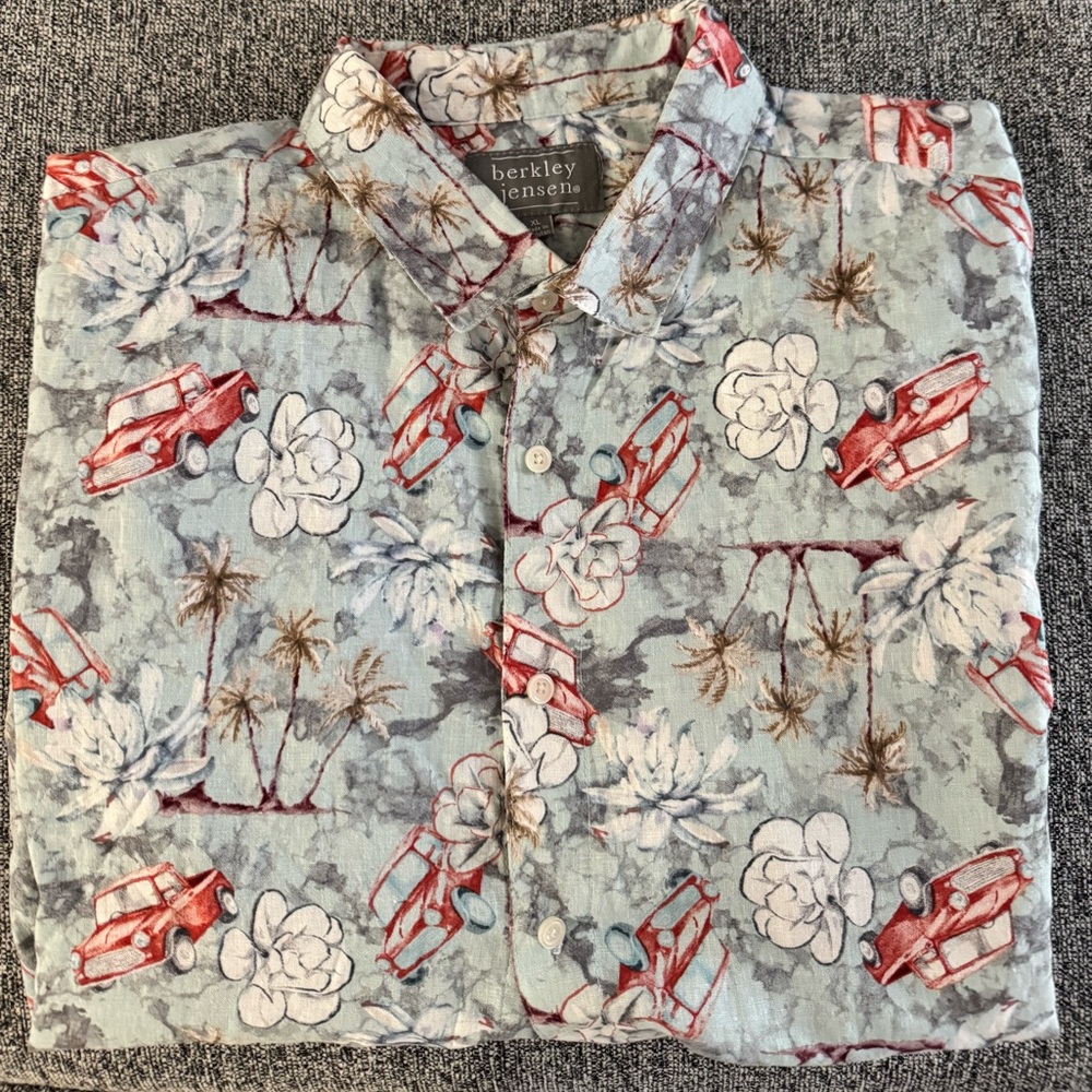 Berkley Jensen Men’s XL Truck Floral Print Button-Up Shirt
